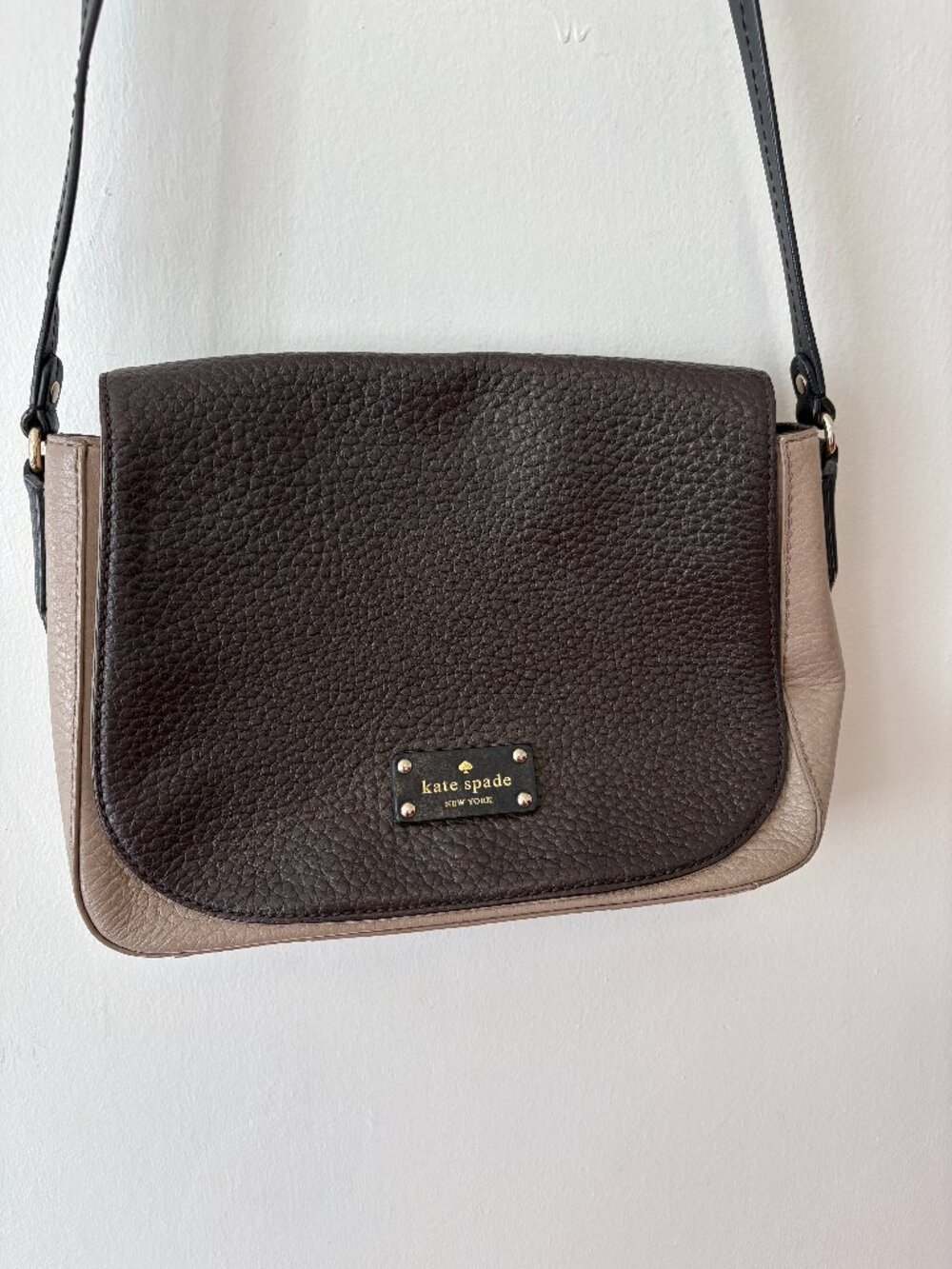 Kate Spade Two Tone Brown Leather Crossbody Bag Purse